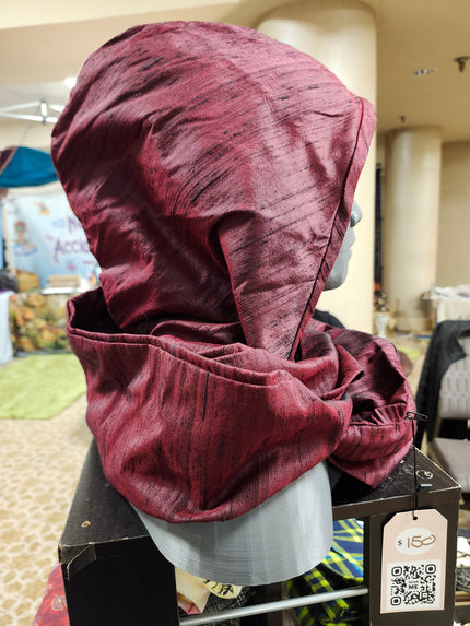 Wine Red Hooded Silk Scarf image 1