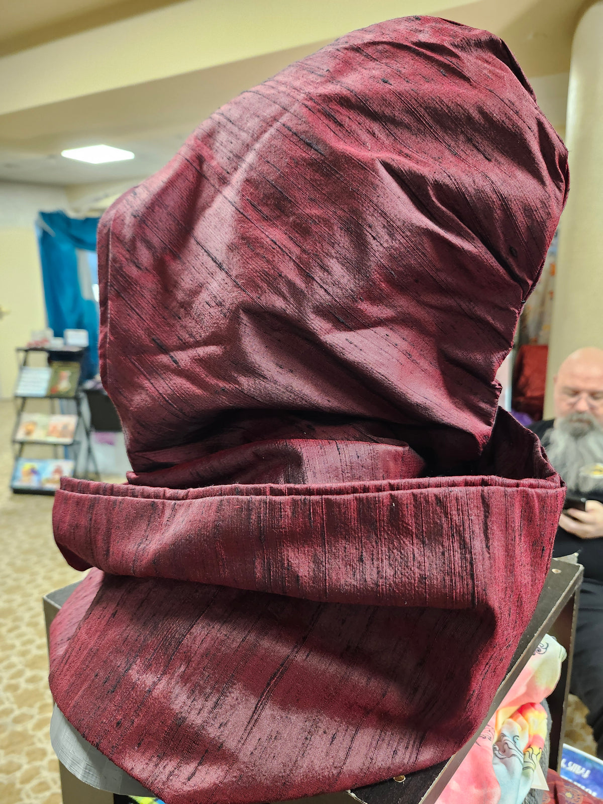 Wine Red Hooded Silk Scarf image 3