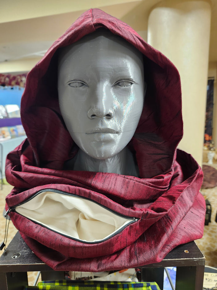 Wine Red Hooded Silk Scarf image 0