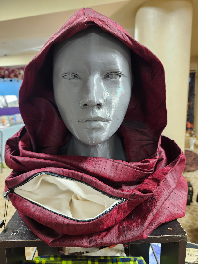 Wine Red Hooded Silk Scarf image 0